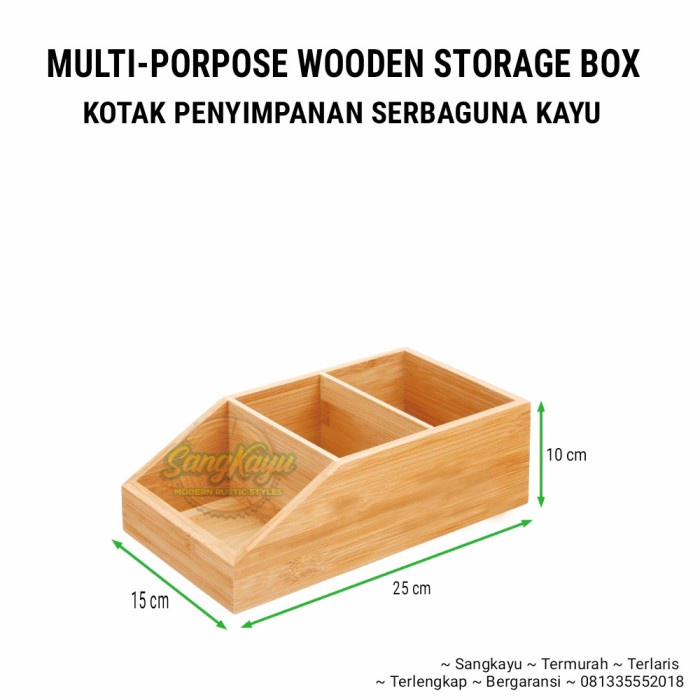 Kotak penyimpanan serbaguna storage box kayu tempat remot handphone