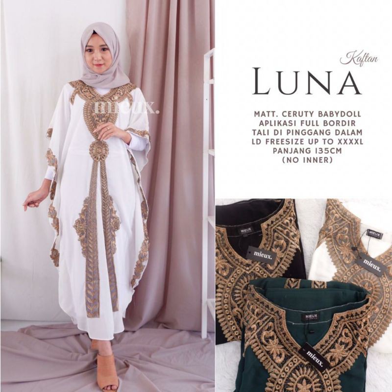 Kaftan Abaya pesta bordir premium bahan Ceruti Babydoll