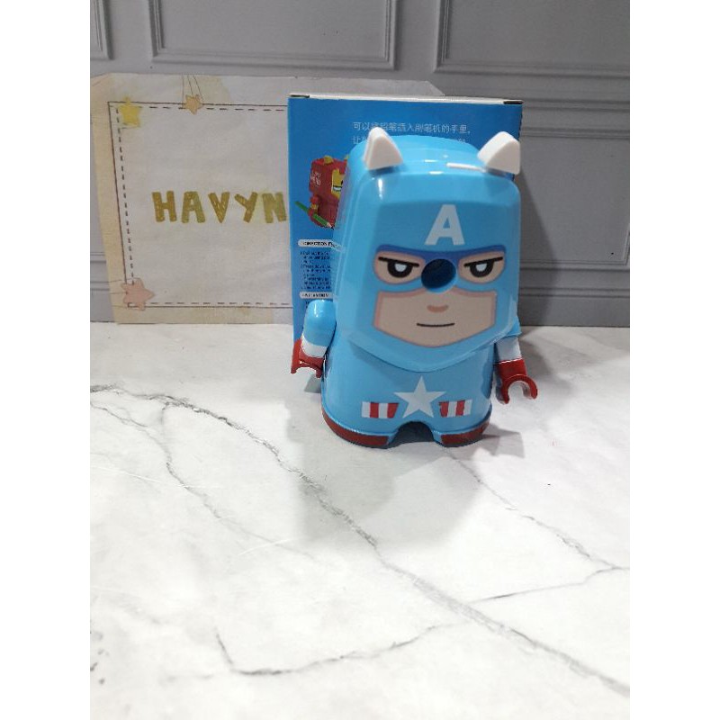 Serutan meja putar SUPERHERO/rautan putar CARS/serutan meja JET PESAWAT-Captain AMERIKA