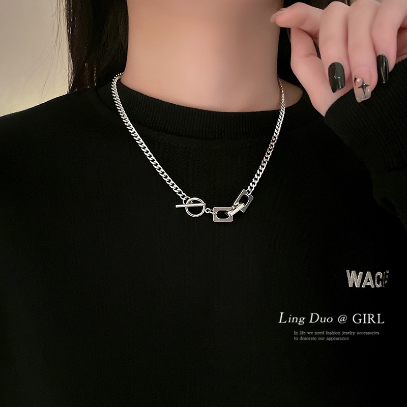 Ot Kalung Rantai Dengan Liontin Cincin Gaya Hip Hop Untuk Wanita