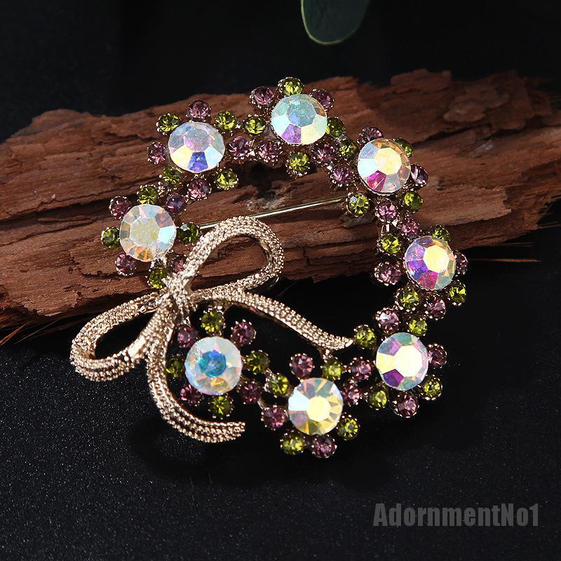 (Adornmentno1) Bros Pin Korsase Bunga Berlian Imitasi Multi Warna Aksesoris Wanita