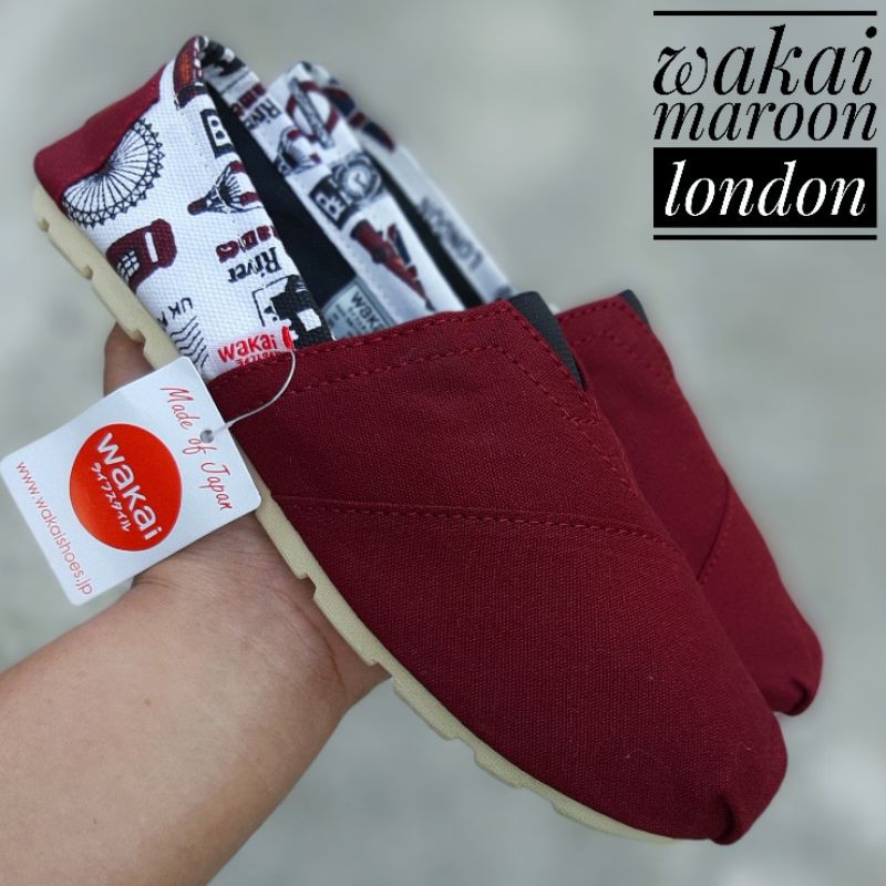 WAKAI motif limited edition sol karet pria wanita GRADE ORI-Maroon london