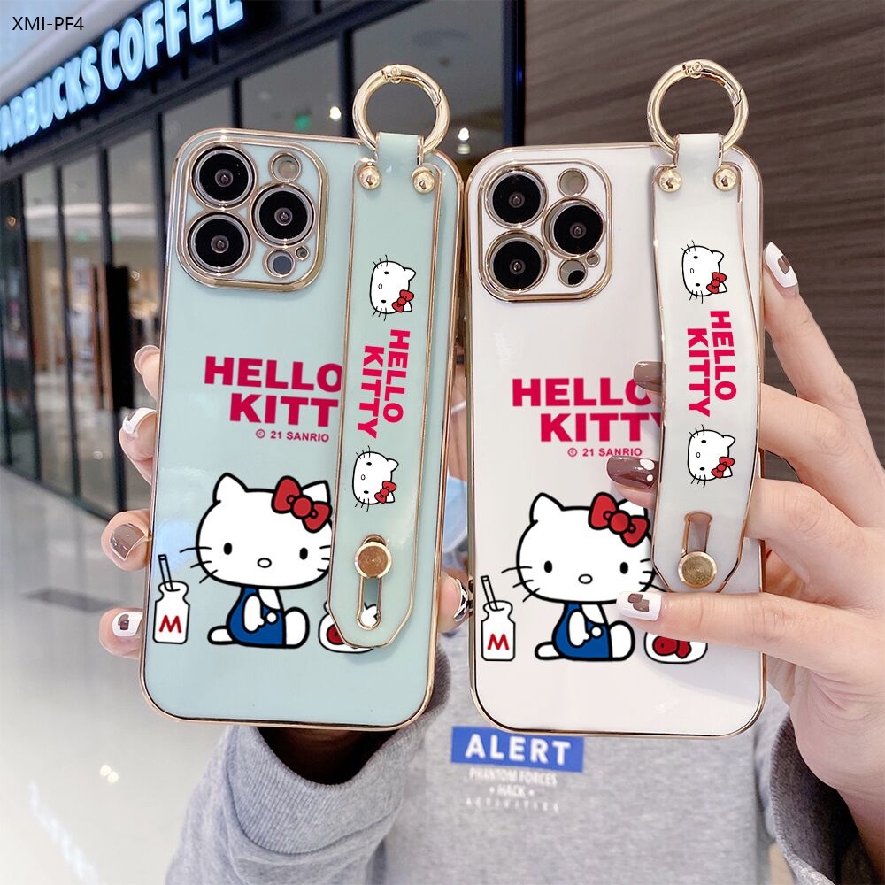 xiaomi mi poco f4 f3 x3 x4 gt f2 m3 pro 5g untuk phone case wrist strap soft casing hello kitty full