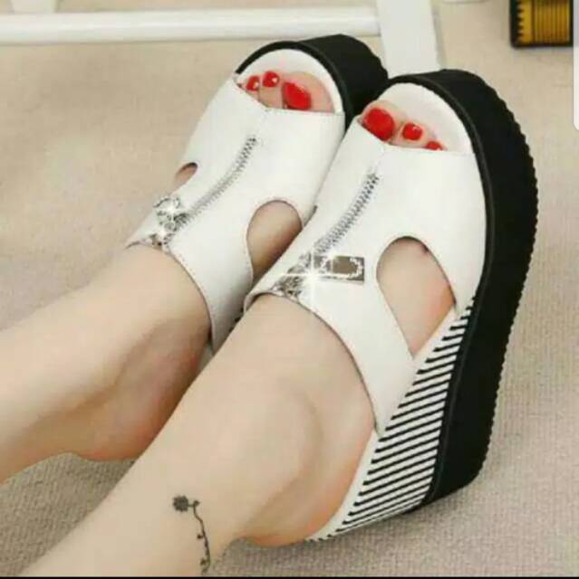ABBUSHOES Dh 158 sendal wedges sendal sleting 12cm
