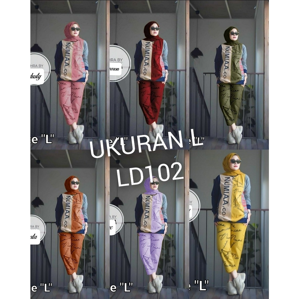 NUMIA SETELAN SET WANITA 2IN1 ATASAN + CELANA eD SIZE XL ( LD114CM ) / READY 3UKURAN ANAK-L-XL