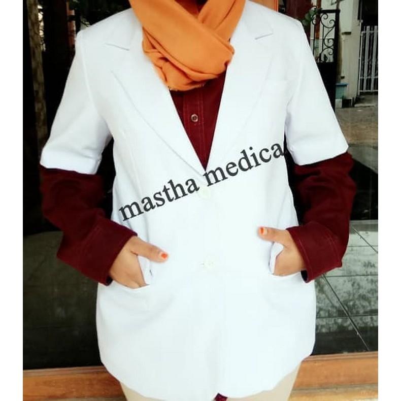 Jas Snelli Seragam Jas Dokter Cewek Lengan Pendek XXL Jas Snelli Seragam Jas Dokter Cewek Lengan Pendek XXL