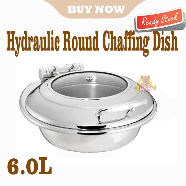 Prasmanan Hydraulic Round Chafing Dish 6.0L Bulat with SOFT CLOSING