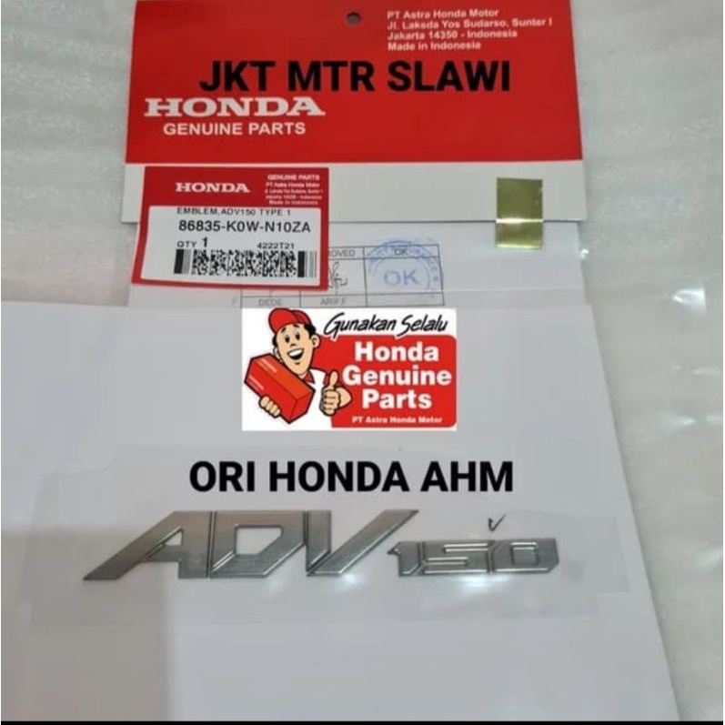 86835-K0W-N10ZA emblem adv ori honda