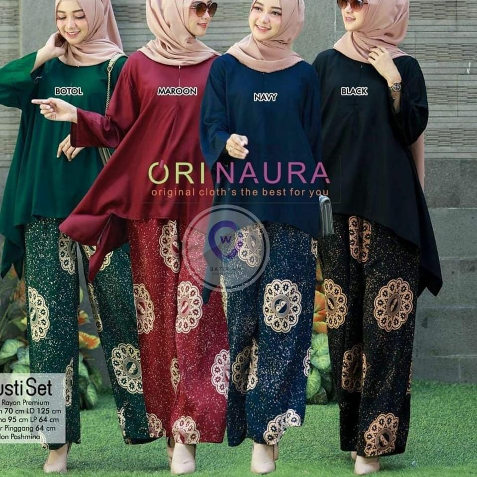 [KODE Sik9Y] Setelan Jumbo Senaya Set Waka Waka Motif Bunga Ori Naura Size Jumbo Busui Resleting Ray