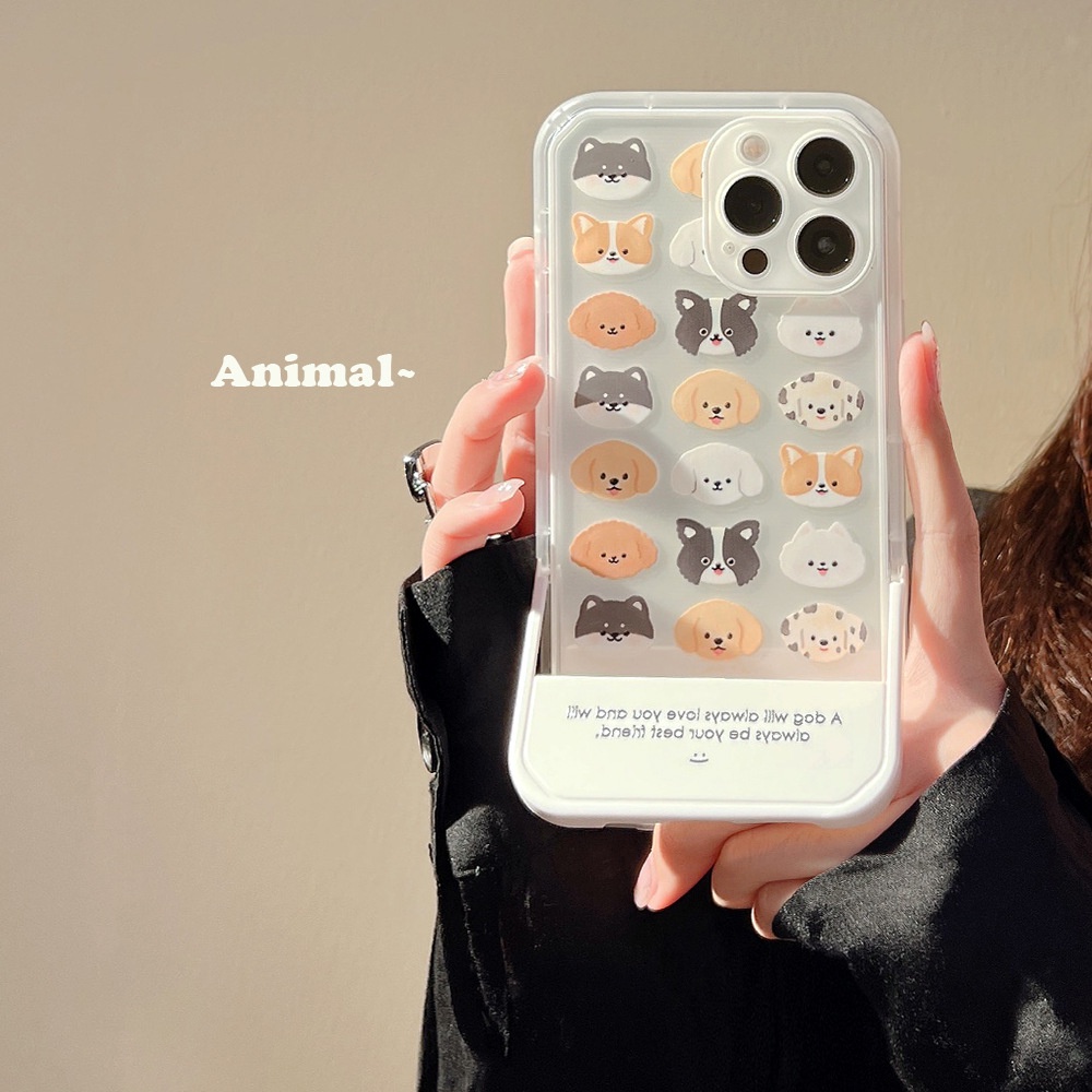 Case Pelindung Transparan Motif Kartun Anjing Dengan Holder Untuk Iphone 11 8 7 Plus SE2 XS XR 12 13 PRO MAX