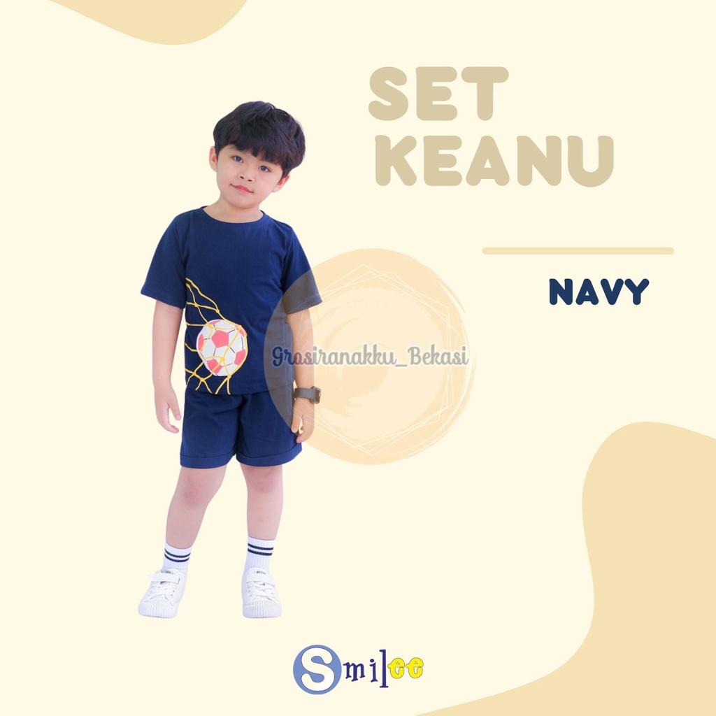 Setelan Anak Bola Keanu Smilee Warna Navy Size 1-5 Thn