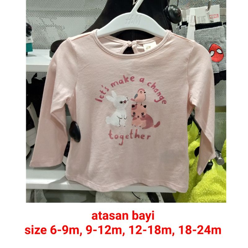 H&M new ori baju atasan bayi perempuan pink