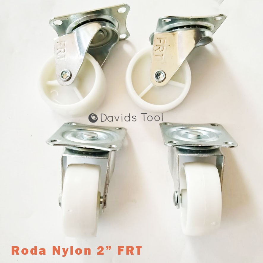 Roda Kulkas Lemari Meja Troli Nilon 2 Inch Hidup Putih Set FRT