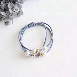 KARET IKAT RAMBUT MUTIARA 1966 WARNA WARNI KARAKTER KOREA JEPIT GULUNG KUCIR MURAH KUNCIRAN CANTIK-BIRU MUDA mutiara