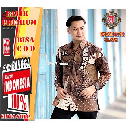 W067 Baju Batik Pria  Kemeja Undangan Pesta Kerja  Lengan Panjang  Premium Original