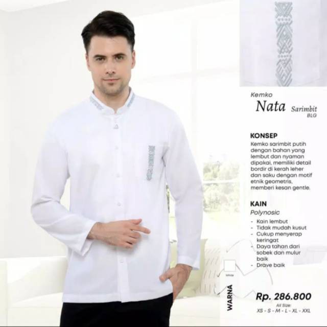 Kemeja Koko Kemko Putih Tangan Panjang Blg Nata Size XS, S Rabbani