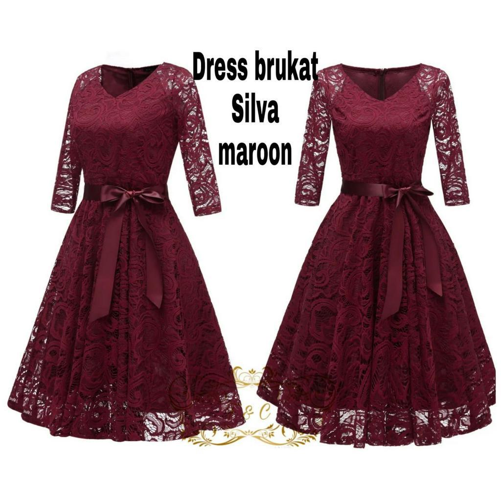 Feodora Fashion / Dress Silva / dress wanita / dress brukat / dress midi / pakaian wanita / dress party (GOOD QUALITY)