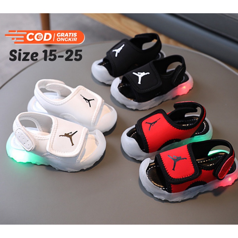 GLORYKIDZ Sepatu sandal Lampu Nyala anak Laki laki Perekat sendal Baby Balita Umur 6 bulan - 2 Tahun SH21102