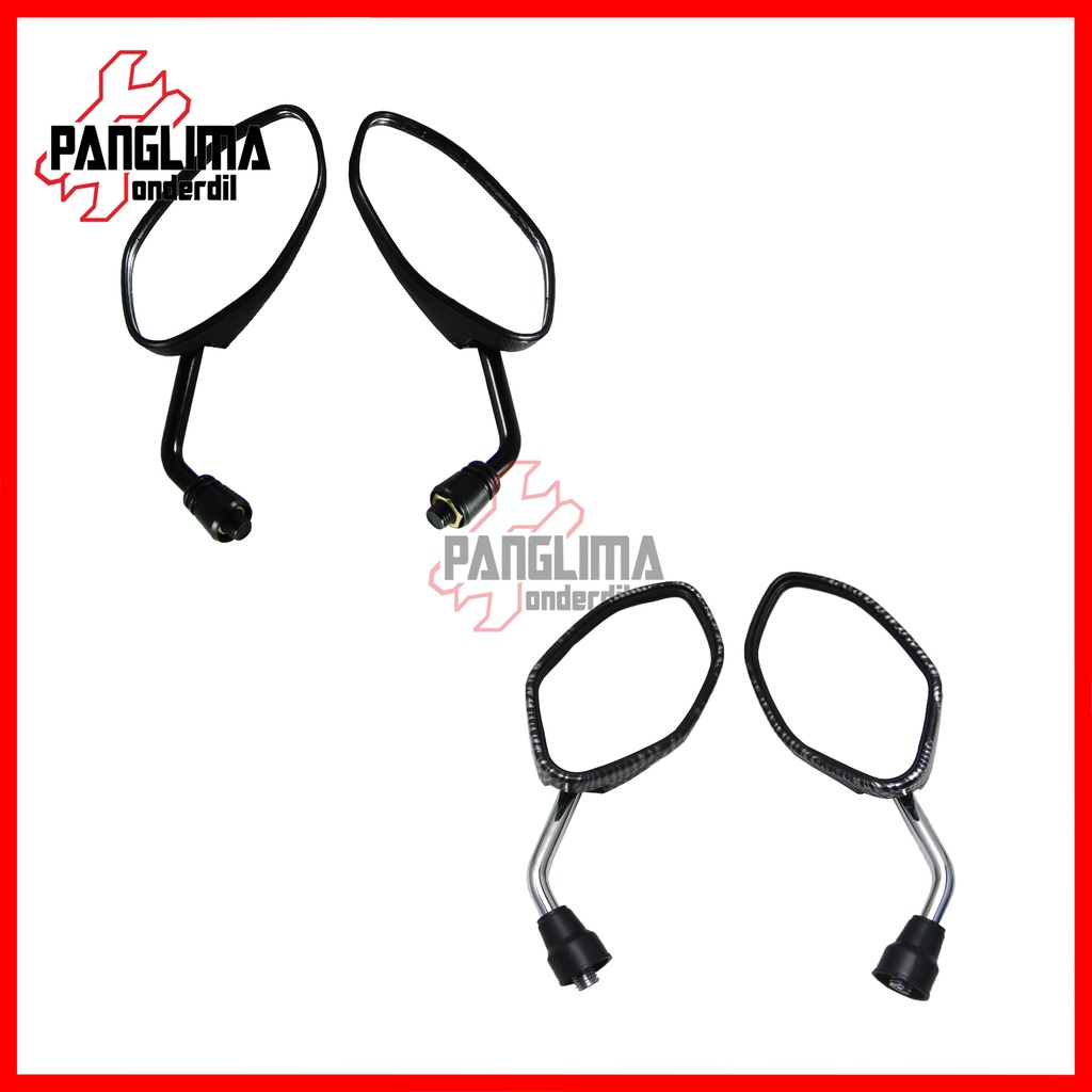 Spion Kecil-Mini Semua Jenis Motor Honda Drat Kanan Baut 14 Beat FI-F1-eSP-Street-Sporty-Pop &amp; Blade New &amp; Revo 110-Fit Sepion-Kaca-Mirror Kiri-Kanan Set Hitam-Carbon-Karbon