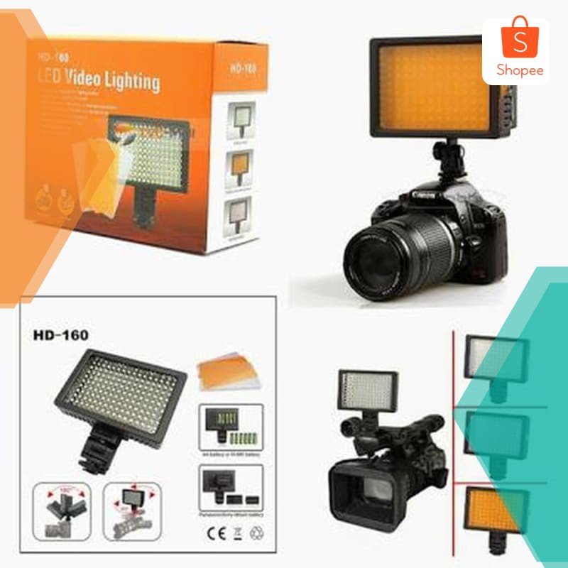 Ready Lampu Studio Lighting Video Hd-160 Paket Batrai Dan Charger Youtuber Banget