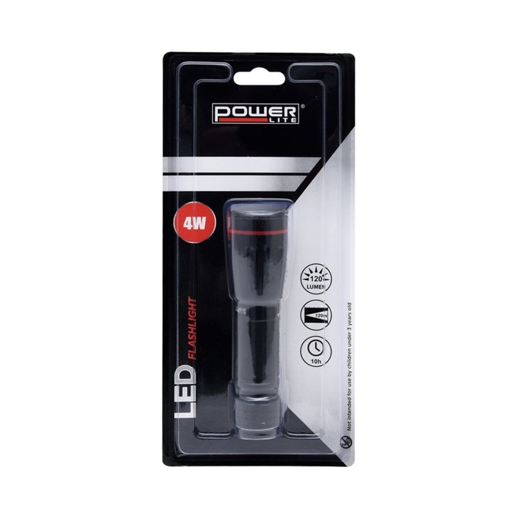 Senter Led Bahan Alumunium Power Lite Flashlight Daya 4 Watt Intensitas Cahaya 120 Lumens