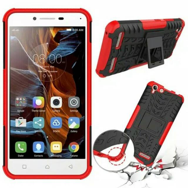 Lenovo Vibe K5 Plus/Lemon 3/K5 Casing Rugged Armor Soft Case KickStand