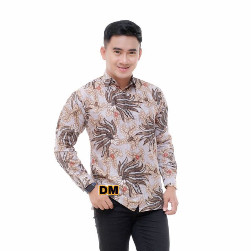 NEW ARRIVAL DISTRO BATIK PRIA BORDIR SOGAN HRB026 BATIKAF-Kmj manggar abu