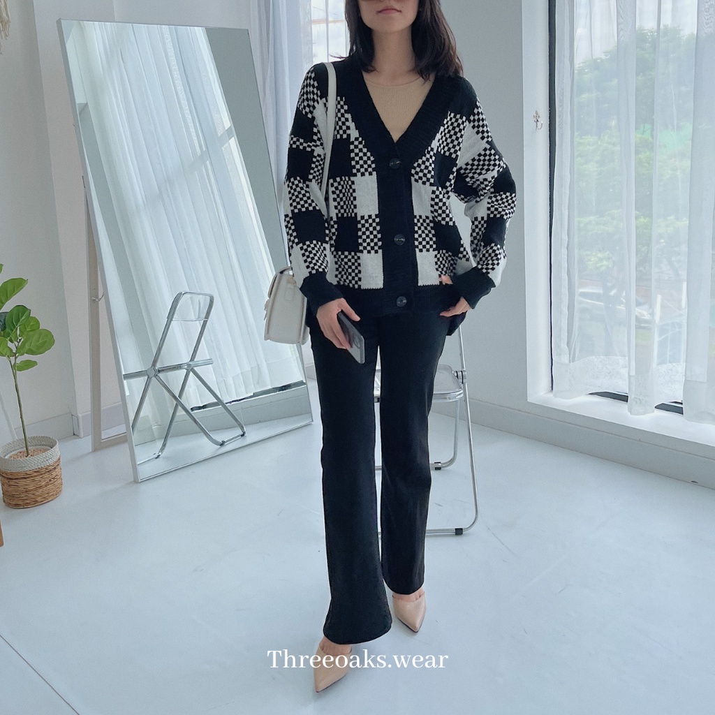 KARDIGAN RAJUT IMPOR OVERSIZED PREMIUM POLA CHECKERED KOREAN STYLE