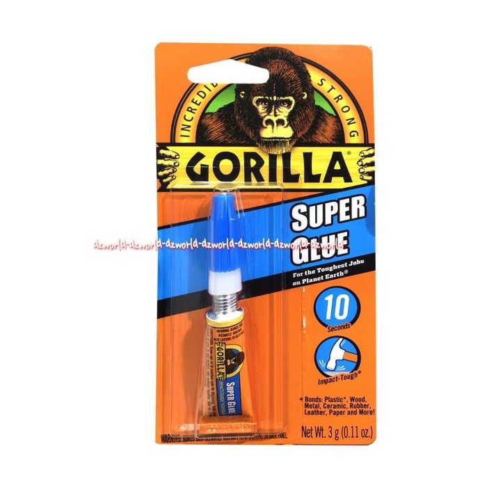 Gorilla Super Glue 10Second 3Gr Lem Kuat Untuk Plastik Kayu