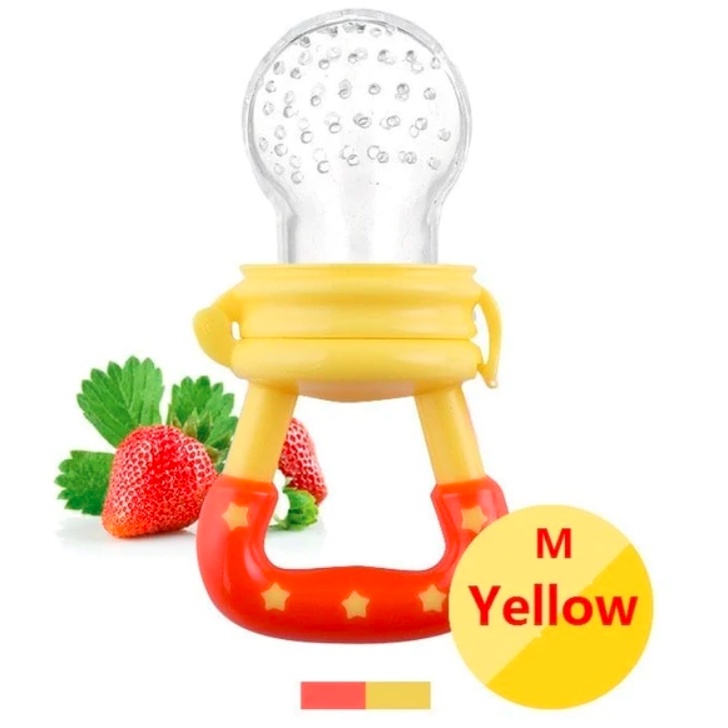 Dot Empeng Buah untuk Bayi Balita / baby Fruit Feeder Silicone Food Grade  L3,21-24 -AHM100-Kuning