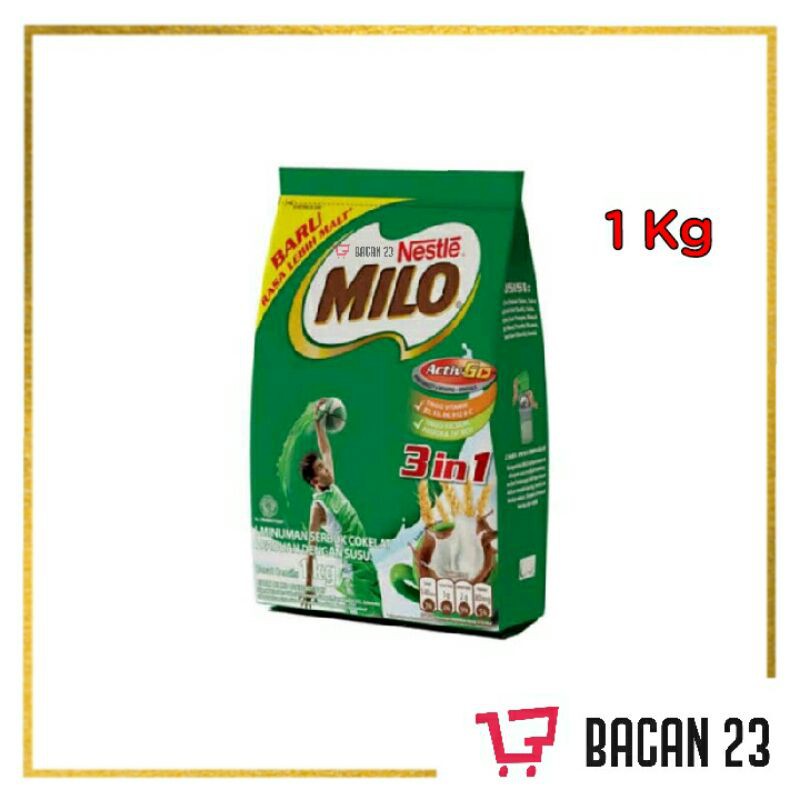 Milo Activ-Go 3in1 (1 Kg) / Susu Bubuk Coklat / Bacan 23 - Bacan23