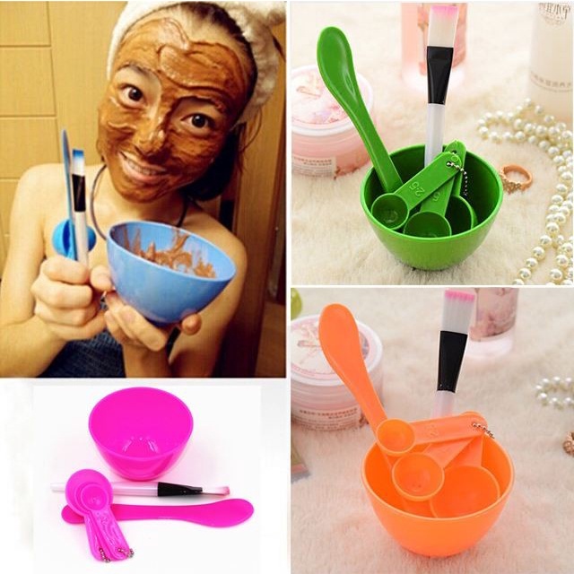 Mangkok Masker Set / Mask Bowl / Mangkok Masker DIY 4 IN 1 / Kosmetik / Brush / Kuas / Mangkok Masker Set 4IN1 / Mangkuk Masker Set Plus Kuas Sendok dan Pengaduk / Mask Bowl