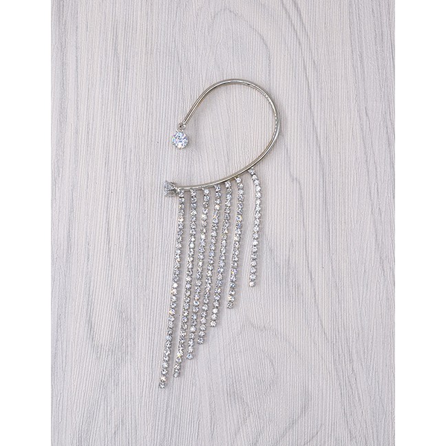 LRC Anting Tusuk Fashion Silver Full Tassel Ear Clip F61614