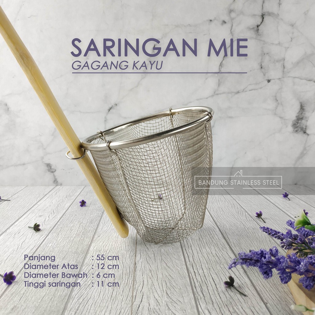 Saringan Mie Murah 12cm / Saringan Tabung stainless gagang kayu