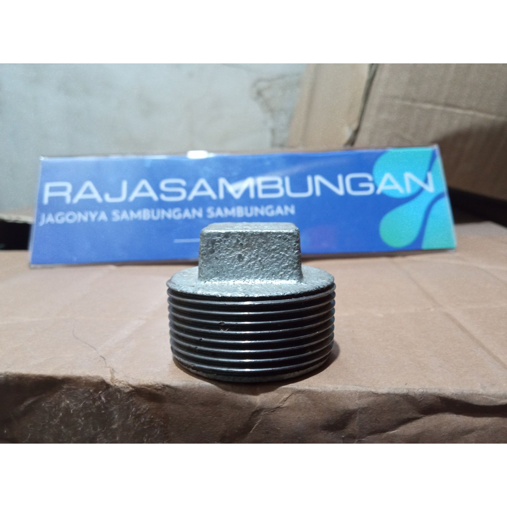 DOP DRAT LUAR BESI 2 INCH PENUTUP UJUNG SAMBUNGAN AIR FITTING PIPA PLUG BESI 2 INCH CAP DOP ULIR