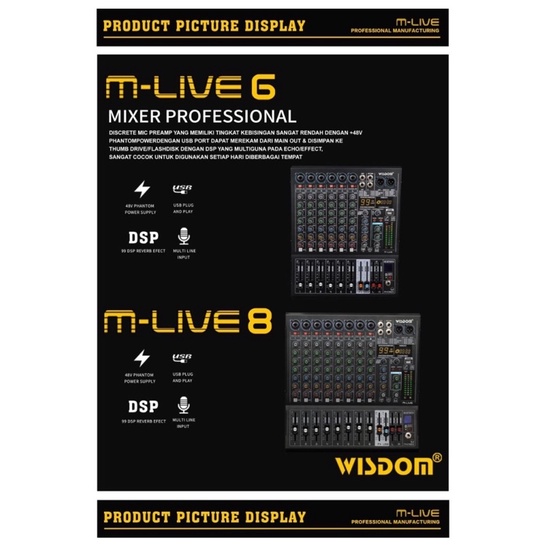 Mixer Wisdom 6 Channel M live 6 M-Live6 M Live6 Original Garansi 1 Thn