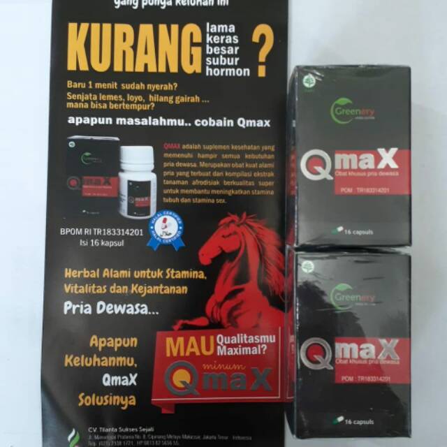 Q MAX Isi 16 Kapsul Herbal Stamina Pria Sejati Original