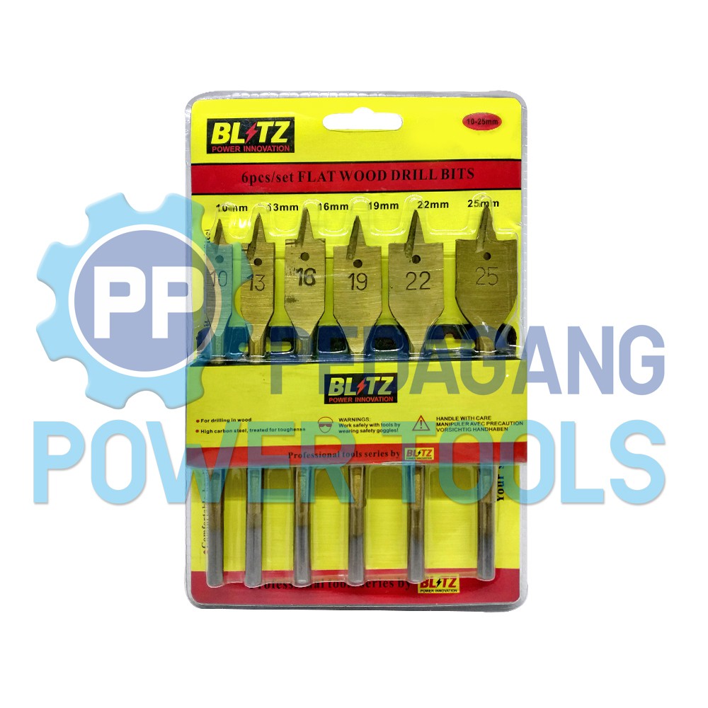 MATA BOR KAYU KIPAS BLITZ 6 PCS - FLAT WOOD DRILL BIT WOODWORKING