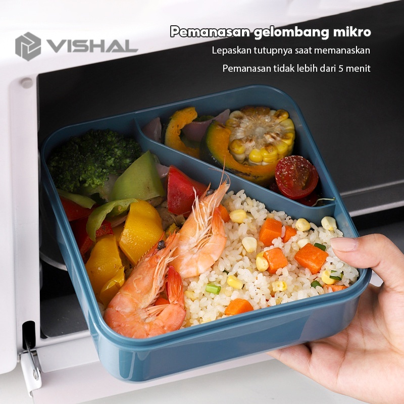 VISHAL Kotak Makan/Free Sendok/Anti Bocor Lunch Box Jerami BPA Free