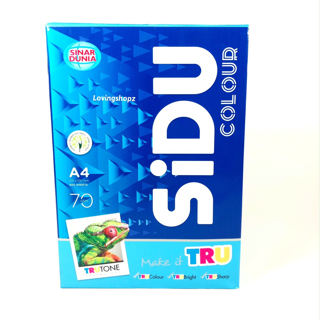 

Kertas Print A4 Warna 70 gsm Sidu Sinar Dunia,