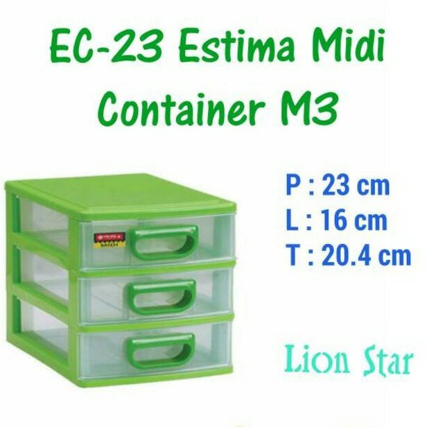 EC-23 Estima Midi Container M3 Laci Penyimpanan Midi Susun 3 Lion Star