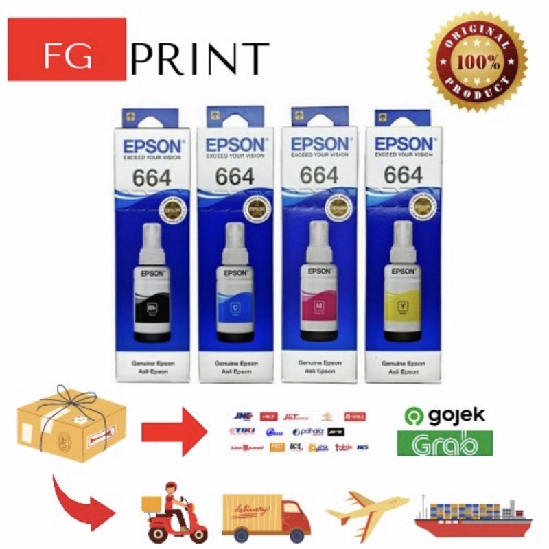 TINTA EPSON 664 NEW L110L120 HARGA 1SET ORIGINAL