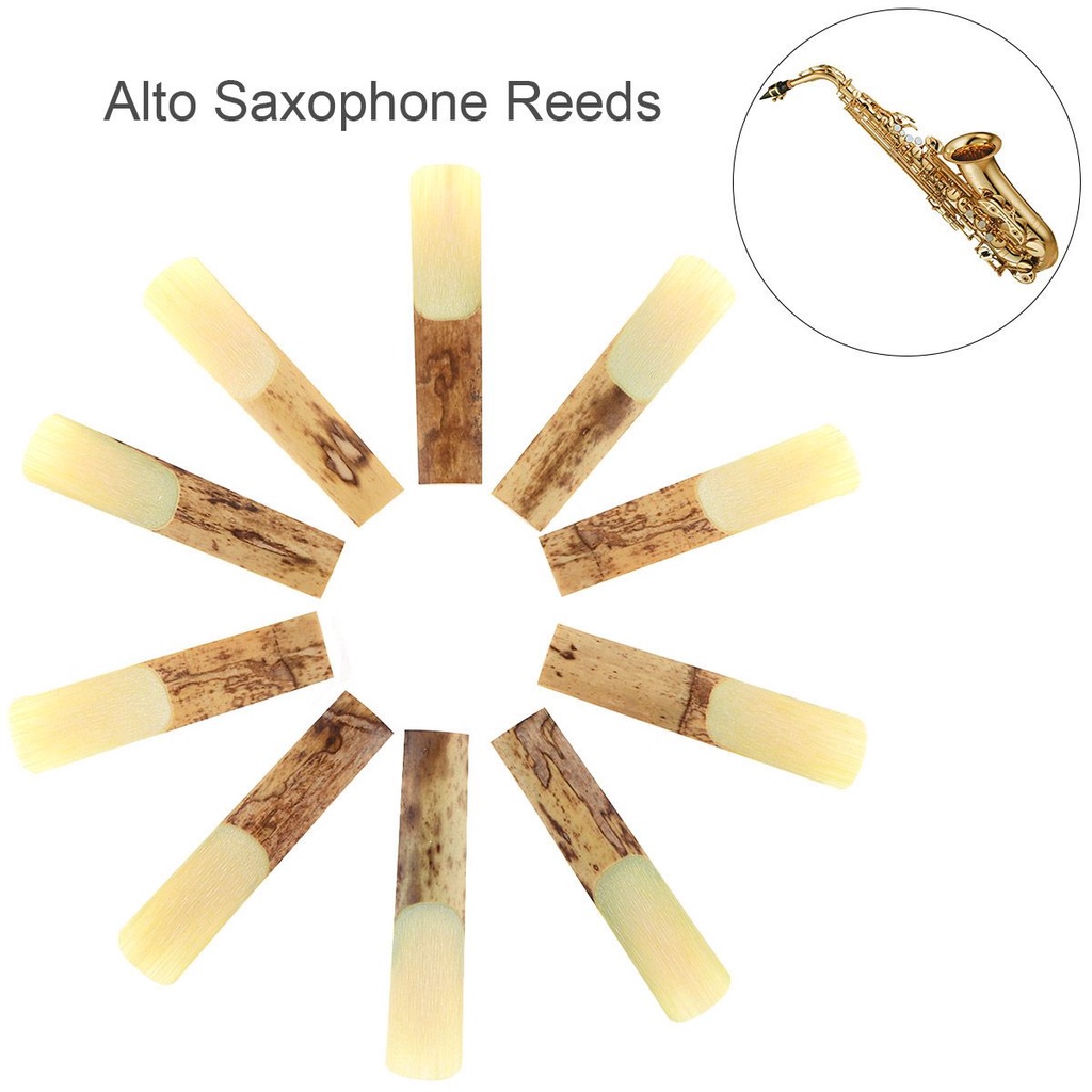 10pcs Reed Bahan Bambu Kekuatan 2.5 Untuk Alto bE Saxophone