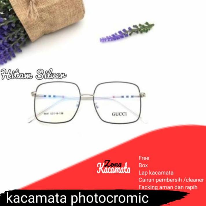 ❤🆕Special Promo 4.4❞❣ kacamata photocromic kode 9691 size 50-20-140 khusus normal(no minus,plus,cyl) ✔️diskon spesial✔️
