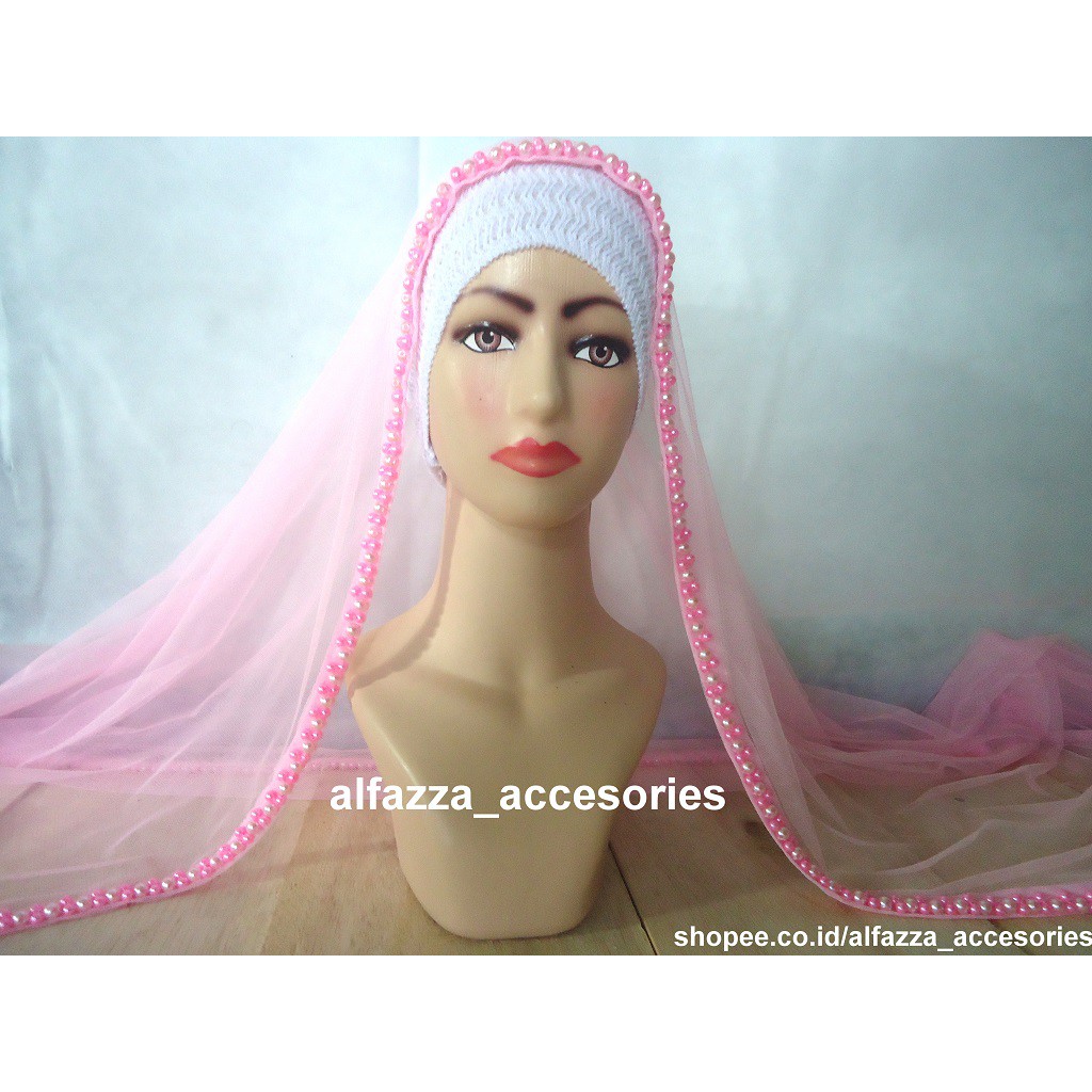 [Model pashmina pink] Kerudung pengantin Veil / kerudung akad / kerudung pengantin Veil