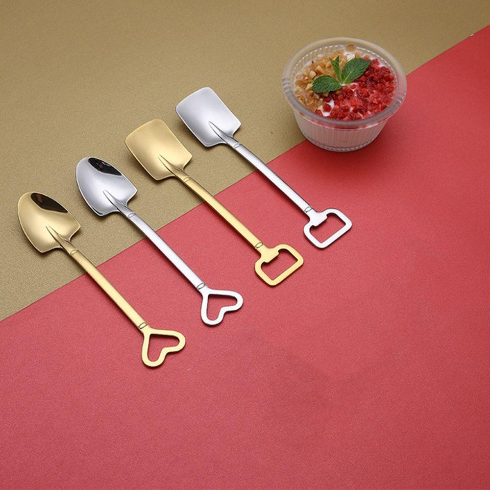 SOLIGHTER 1PC Coffee Spoon Shovel Silver Gold Tableware Tea-spoon Ice Cream Scoop