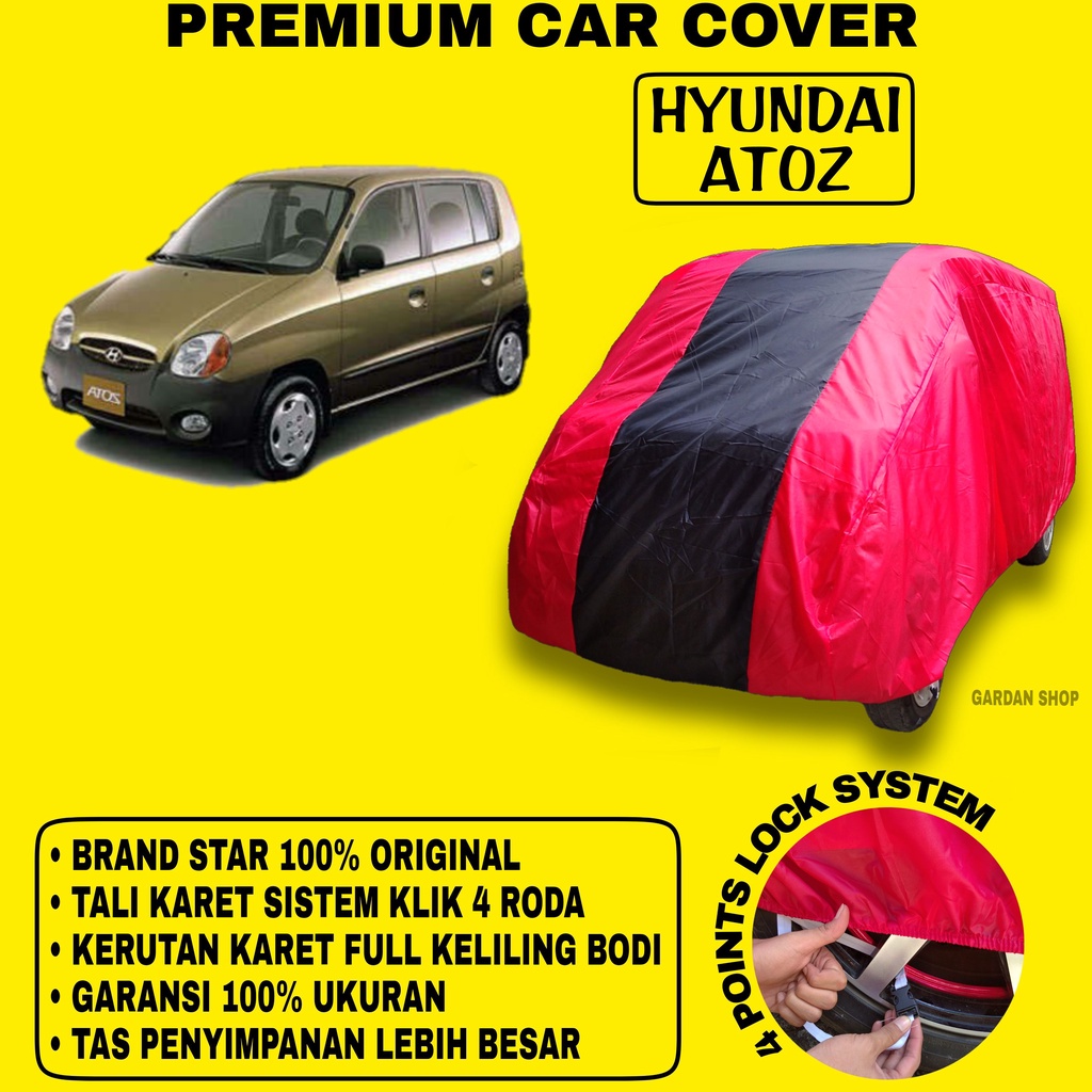 Body Cover HYUNDAI ATOZ MERAH HITAM Penutup Bodi Mobil Hyundai Atoz Waterproof PREMIUM