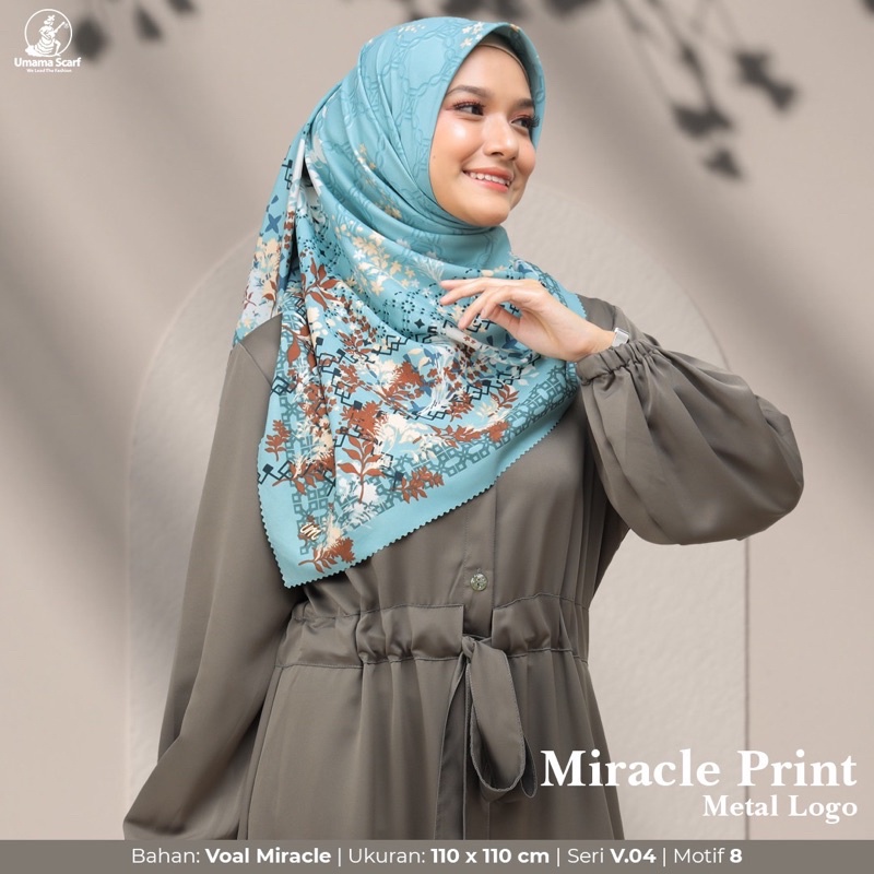 [PART 2 ] HIJAB SEGIEMPAT MOTIF UMAMA SCARF VOAL MIRACLE PRINT METAL LOGO