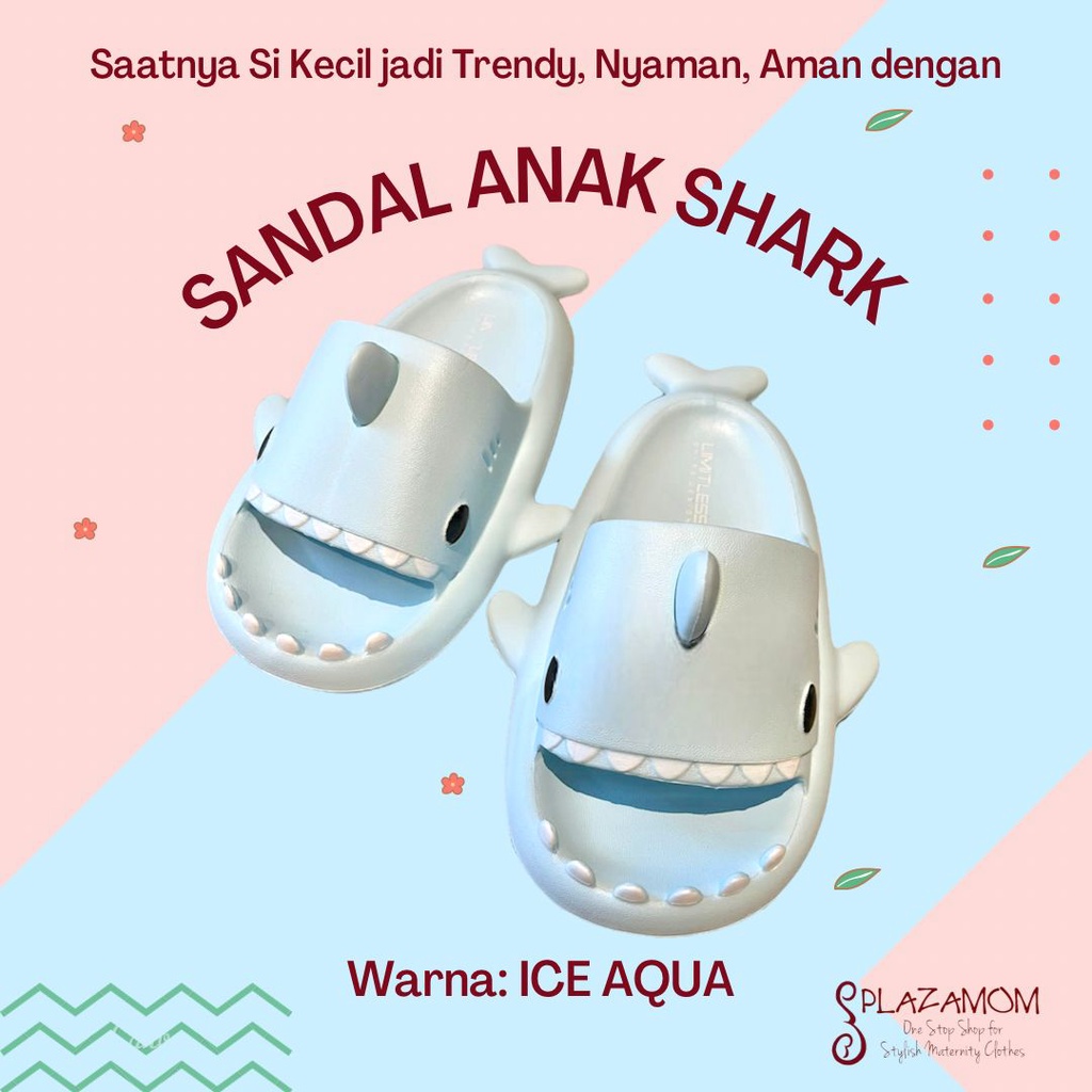 Sandal hiu shark EVA karet ANAK kids kid Laki Perempuan girl boy Unisex Sendal Selop Slippers Slip Strap Empuk Ringan Anti slip Kualitas Premium Nyaman Bisa untuk outdoor indoor trendy kekinian viral hits cute gemoy imut lucu