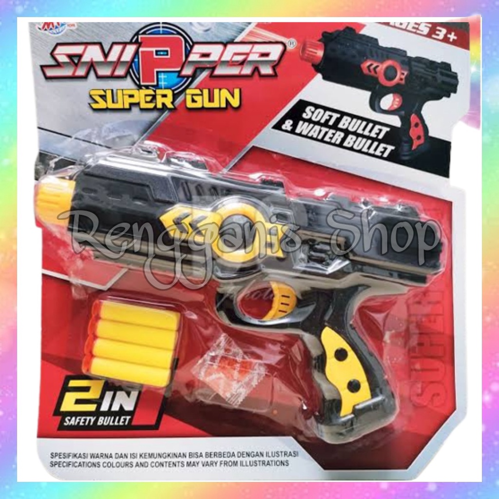 Pistol Sniper Super Tembak Tembakan Peluru Busa dan Peluru Air Super Gun Anak Laki Laki Kado Hadiah